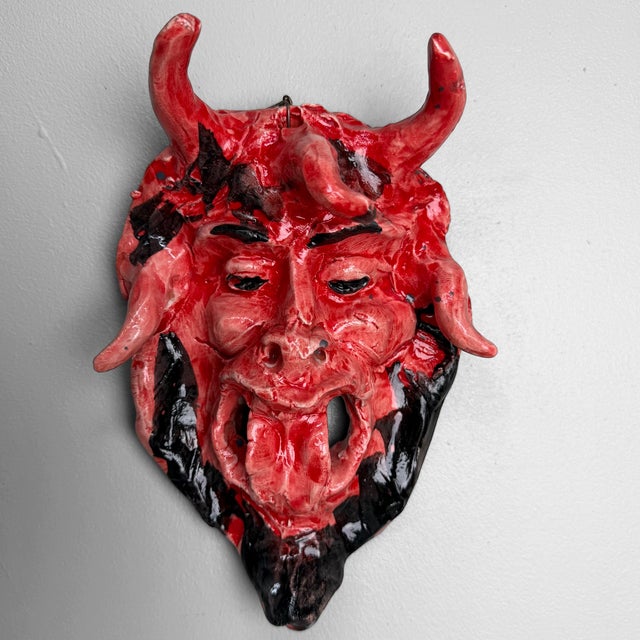 Red Ceramic Apotropaic Mask, Gennaro Condurso, Italy, 2010s For Sale - Image 10 of 10