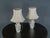 Pair of painted porcelain table lamps with pagoda shades Era & style: China, 20th century : Lovely pair of painted...