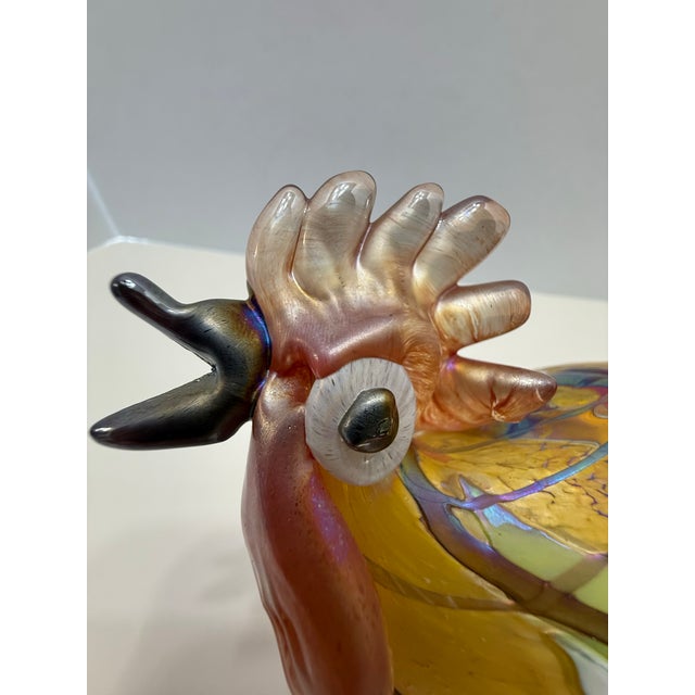 Signed Kasimir Limited Edition Art Glass Rooster 7/36 Iridescent Studio Sculpture For Sale - Image 9 of 12