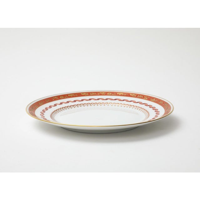 Richard Ginori 1735 Handpainted Porcelain Dinner Plate in Pincio Red, late 20th century. Stamped. Description: Rust/Gold...