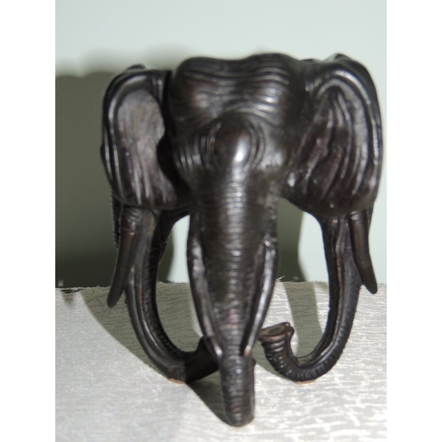 Transparent Mid 20th Century Crystal Globe on Bronze Triple Elephant Base For Sale - Image 8 of 12