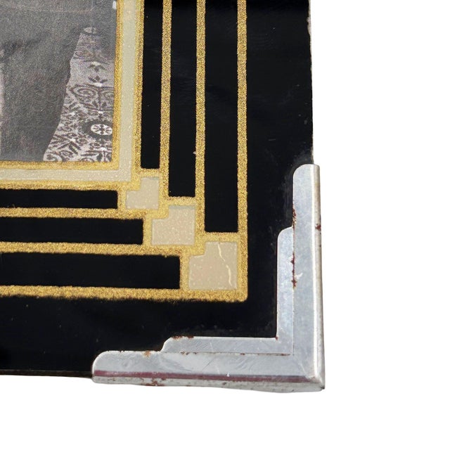 Art Deco 1920s Art Deco Reverse Black & Gold Painted Glass Picture Frame 4x6 For Sale - Image 3 of 5
