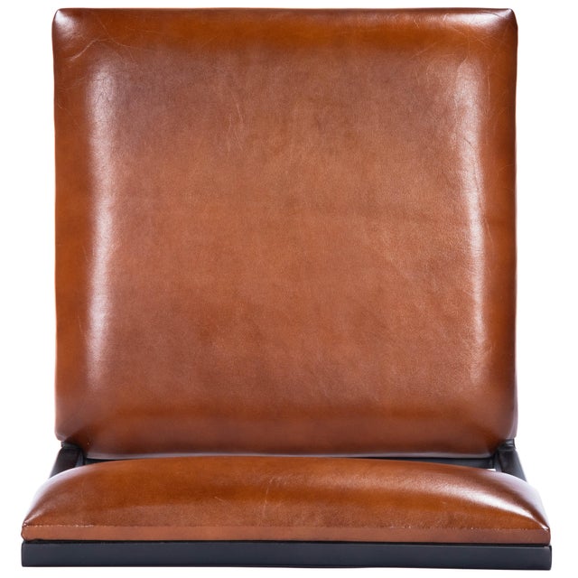 Brown Lazarus 27 in. Seat Height Leather and Metal Counter Stool, Industrial Chic For Sale - Image 8 of 11
