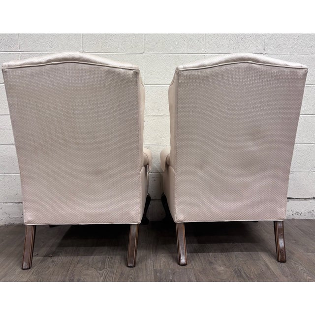 Vintage Charles Custom Furniture High Back Wingback Chairs - Pair For Sale - Image 9 of 13