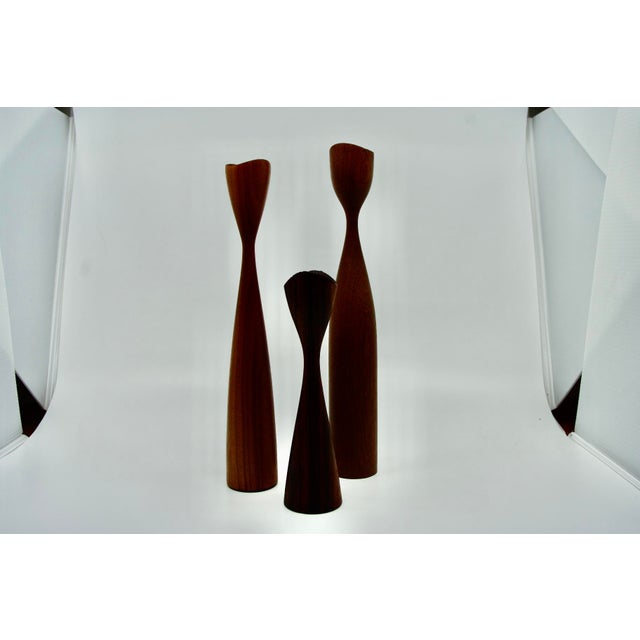 Danish Teak and Rosewood Candlesticks, 1960, Set of 3 For Sale - Image 3 of 7
