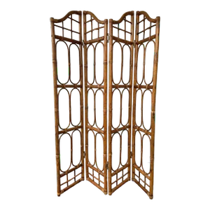 Vintage 1970s Four-Panel Bamboo Screen