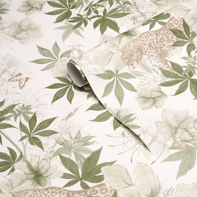 Schumacher Schumacher X Katie Lydon Nocturnum Wallpaper In Ivory & Olive For Sale - Image 4 of 5