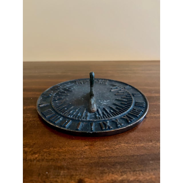 Metal Vintage English Country Iron Garden Sundial "Time Began in a Garden" For Sale - Image 7 of 8