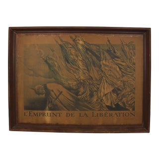 1918 Ww1 French Liberation Poster Antique Framed Lithograph For Sale