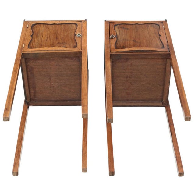 Brown Antique 19th Century Walnut Tray-Top Nightstands, Set of 2 For Sale - Image 8 of 9