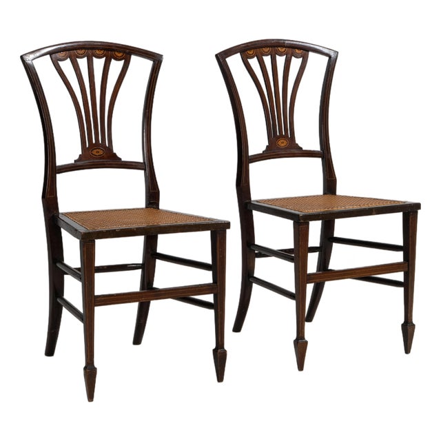 19th Century Pair Of Georgian Chairs With Rattan Seats For Sale