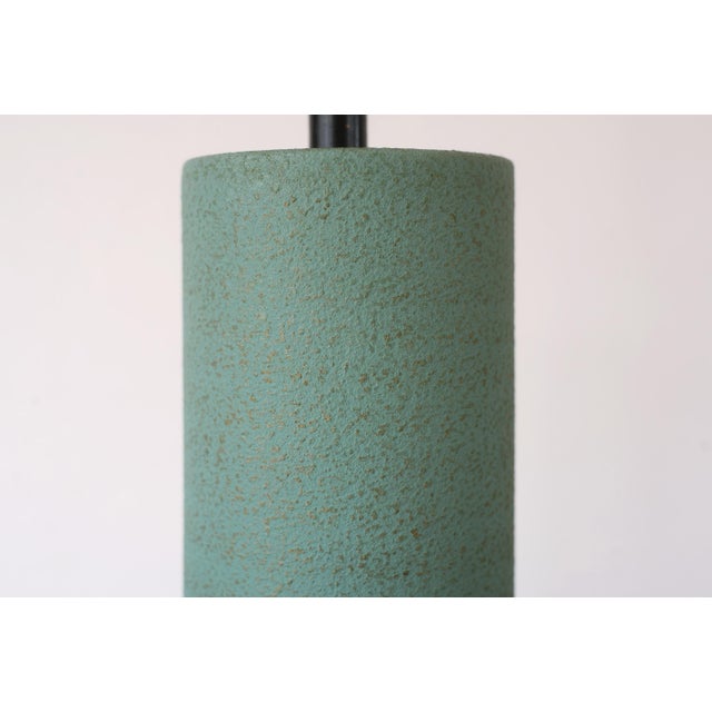 Mid Century Modern Green Ceramic Cylinder Table Lamp With Metal Tripod Base For Sale In San Francisco - Image 6 of 10