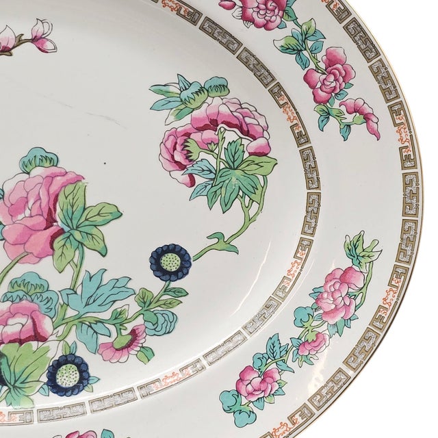 Antique English Indian Tree Pattern Serving Platter With Gold Trim by Maddock 14.25" For Sale In San Francisco - Image 6 of 11