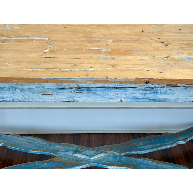 Early 20th Century Antique Belgium Painted Farm Table For Sale - Image 5 of 6