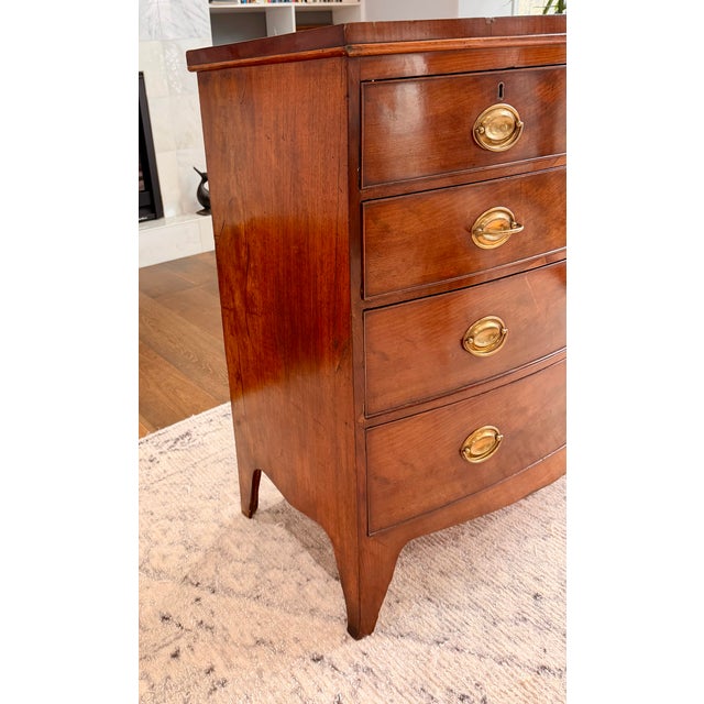 Mid-Century Modern Late 18th Century Danish Bow Front Mahogany Chest With Working Key & Brass Hardware For Sale - Image 3 of 18