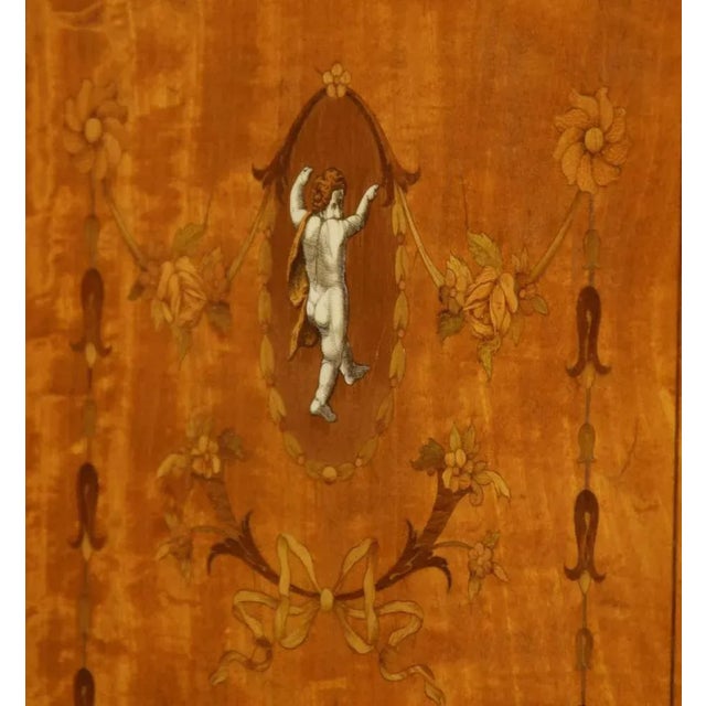 Sheraton Revival Satinwood Inlaid Side Cabinet, 1890s For Sale - Image 4 of 10