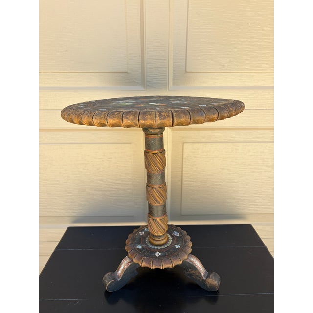 Chinoiserie Early 20th Century Chinoiserie Painted Drinks Table With Hand-Painted Figures For Sale - Image 3 of 11