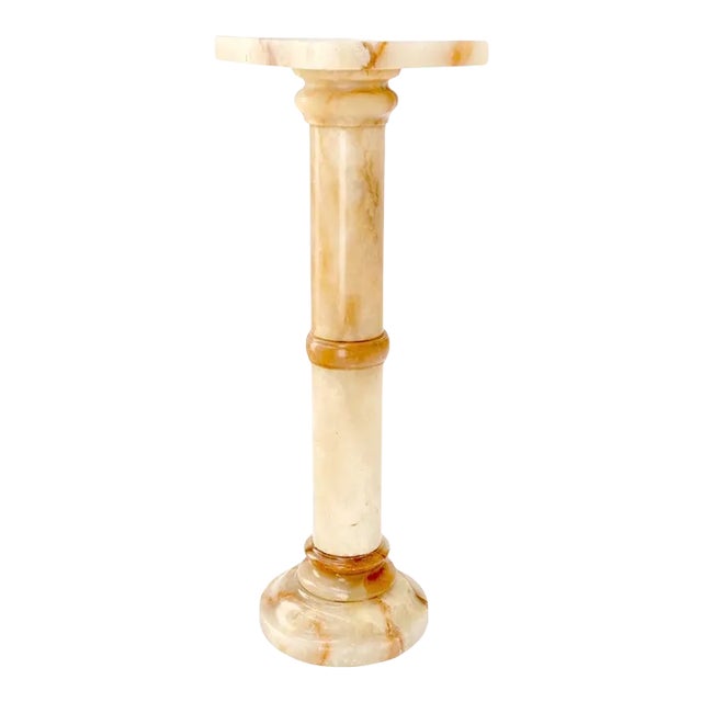 Vintage Round Turned Onyx Pedestal Stand For Sale