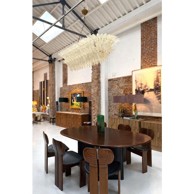 Mid-Century Modern Italian Suspension Lamp in Transparent Murano Glass and Brass For Sale - Image 12 of 13