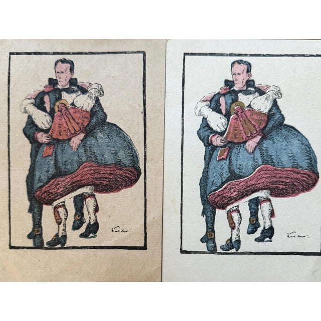 Modern Karl Mons, Couple Dancing a Traditional Schwalm Dance in Willingshausen, Mixed Media For Sale - Image 3 of 13