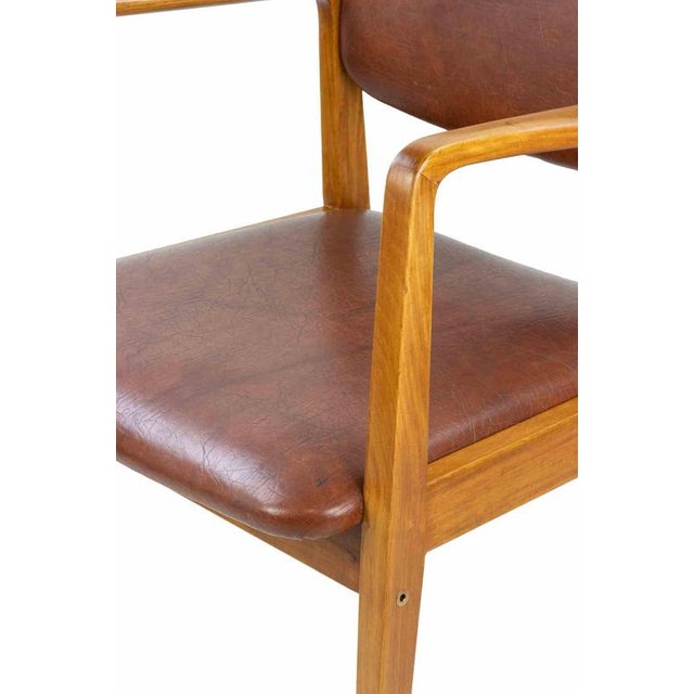 Vintage Italian Chairs in Mahogany Wood and Leather, 1950s, Set of 2 For Sale - Image 3 of 10