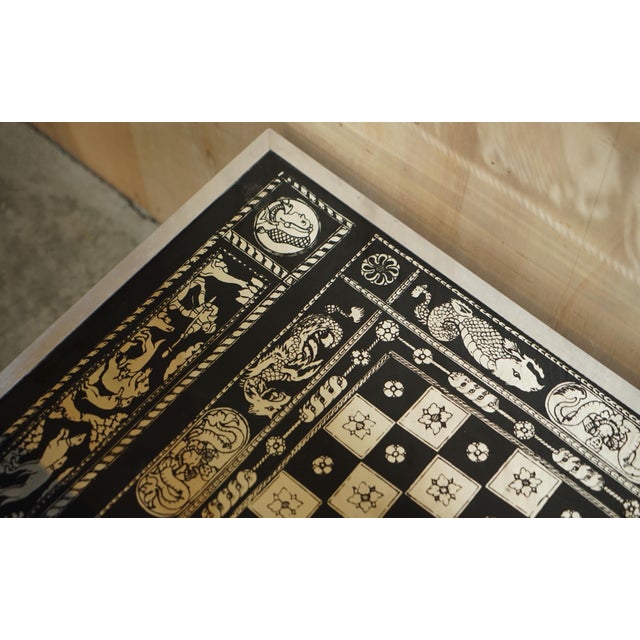 Game Table with Chess Board in Silvered Chrome, 1960s For Sale - Image 10 of 17