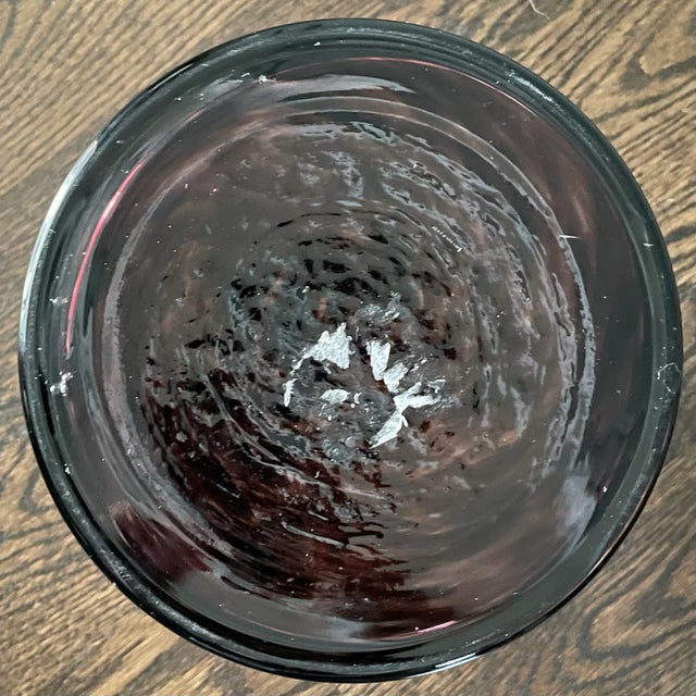 Glass Purple Brush Stroke Candle Hurricane Vessel For Sale - Image 7 of 8