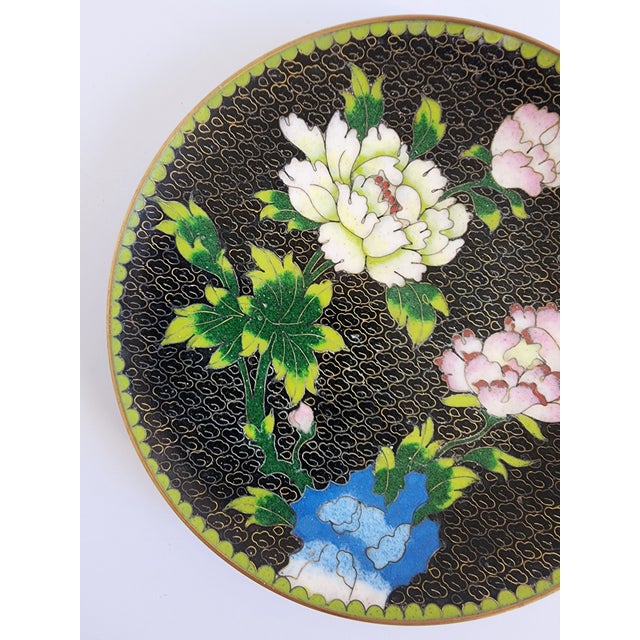 Chinese Vintage Cloisonne Plate For Sale - Image 3 of 7
