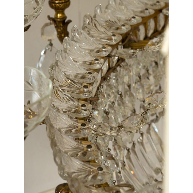 Metal Large Empire Style Oval Crystal 16-Light Hot Air Balloon Chandelier, 1940s For Sale - Image 7 of 18