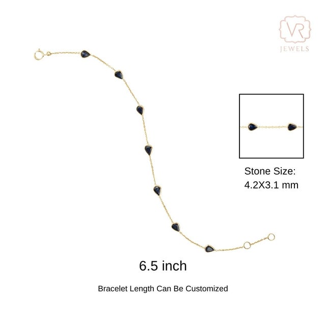 VRJewels 2.05ct Bezel Set Blue Sapphire Station Bracelet in 14k Yellow Gold For Sale - Image 14 of 18