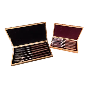 Mid-Century Japanese Long Forks and Knives in Original Boxes- 14 Pieces