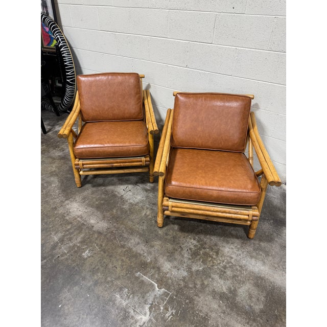 Boho Chic Vintage John Wisner Style Bamboo Lounge Chairs - A Pair For Sale - Image 3 of 12