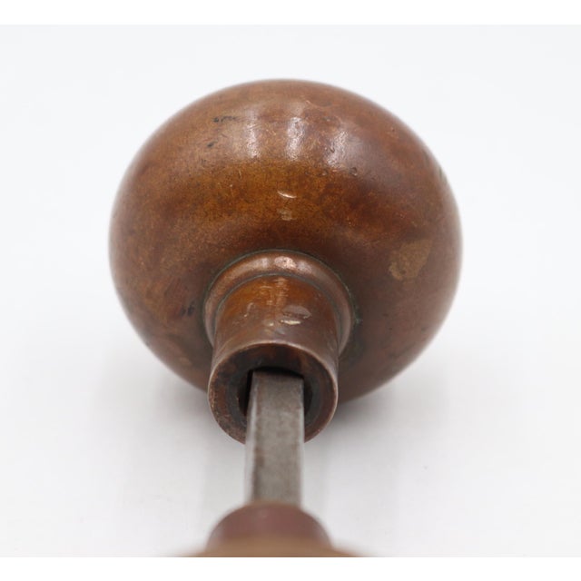 Metal Vintage Pair of Concentric Bronze Passage Door Knobs For Sale - Image 7 of 7