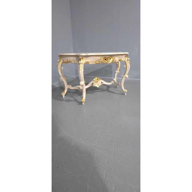 Cream French Painted and Parcel Gilt Console Table, 1920s For Sale - Image 8 of 12