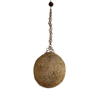 Mid-Century Italian Twine and Rattan Pendant Light, 1960s For Sale