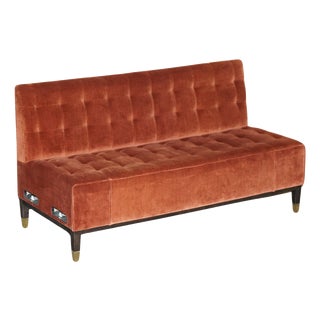 Chelsea Chesterfield Tufted Bench Sofa in Velour Upholstery For Sale