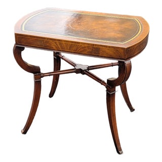 Vintage Weiman Occasional "Heirloom" Leather-Top Mahogany Table Model 352-1723 For Sale