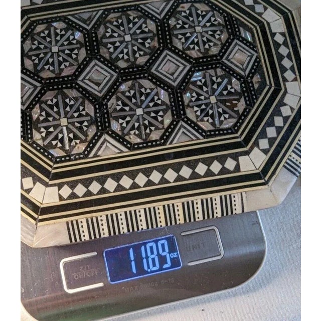 Mid 20th Century Octagonal Mosaic Mother of Pearl Inlay Wooden Box For Sale - Image 11 of 12