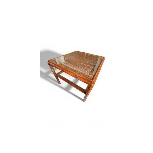 Vintage Bamboo Display Cabinet with Vienna Straw and Glass Shelves For Sale - Image 4 of 10