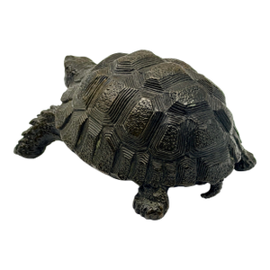 1990s Bronze Tortoise Sculpture — Hyperrealistic Miniature Figurine