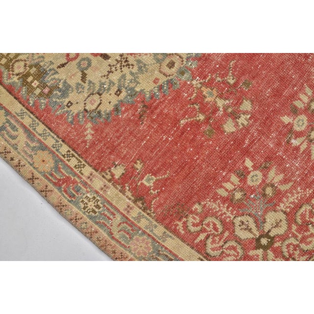 Red Handmade Rustic Red Wool Oushak Rug For Sale - Image 8 of 10