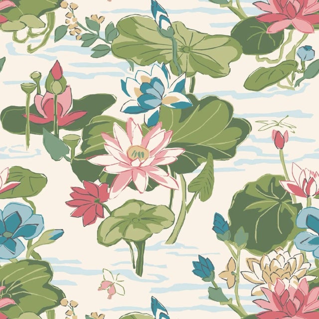 Lily Pond Lane Rose Pink Wallpaper Sample For Sale