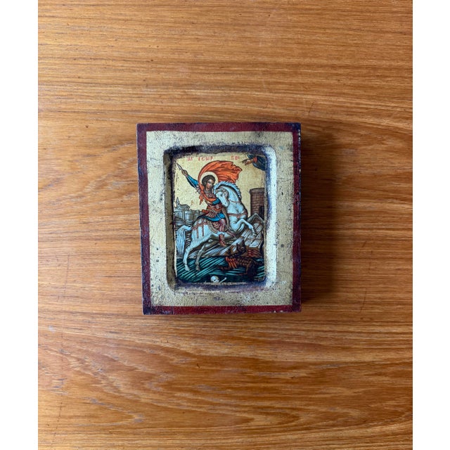 Religious Traditional Byzantine Hand Painted Orthodox Icon on Wood For Sale - Image 3 of 9