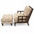 This is a modern architectural carved walnut club chair with matching ottoman attributed to Berman Rosetti out of...