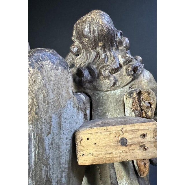 Lombard Artist, Polychrome Sculpture Depicting an Angel, 17th Century, Wood For Sale - Image 13 of 17