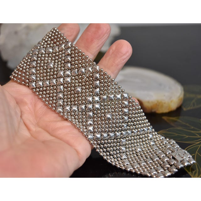 Silver Late 20th Century SG Liquid Metal Silver by Sergio Gutierrez Classic Mesh Wide Bracelet For Sale - Image 8 of 15