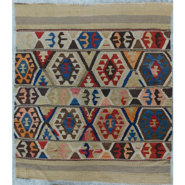 Vintage Handmade Flatwoven Kilim. 3'4"x 3'8" For Sale - Image 13 of 13