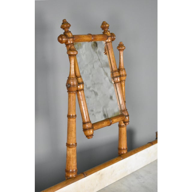 Glass Antique French Napoleon III Style Faux Bamboo Washstand, 1890s For Sale - Image 7 of 14