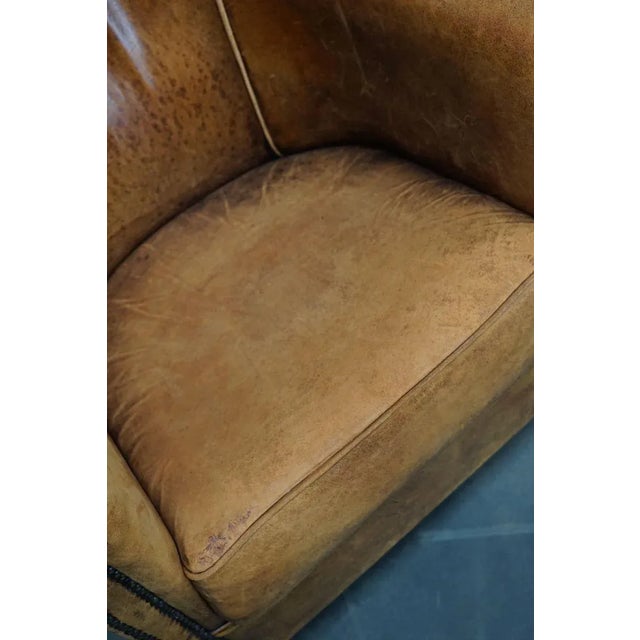 Vintage Dutch Cognac Colored Leather Club Chair For Sale - Image 14 of 15