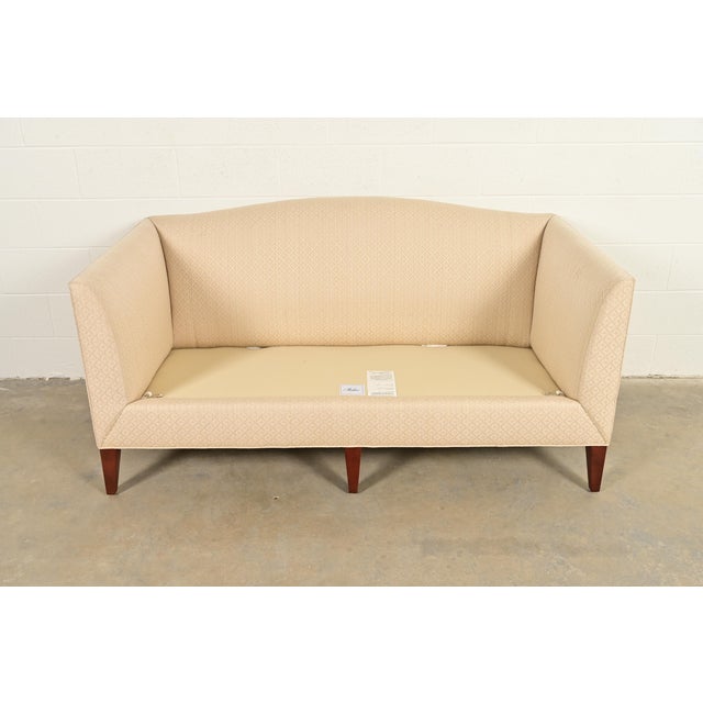 Cream Barbara Barry for Baker Furniture Modern Regency Upholstered Camelback Sofa For Sale - Image 8 of 12